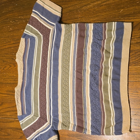 Alfred Dunner Sweater Blue, green and cream striped Short Sleeve Small - Picture 5 of 5